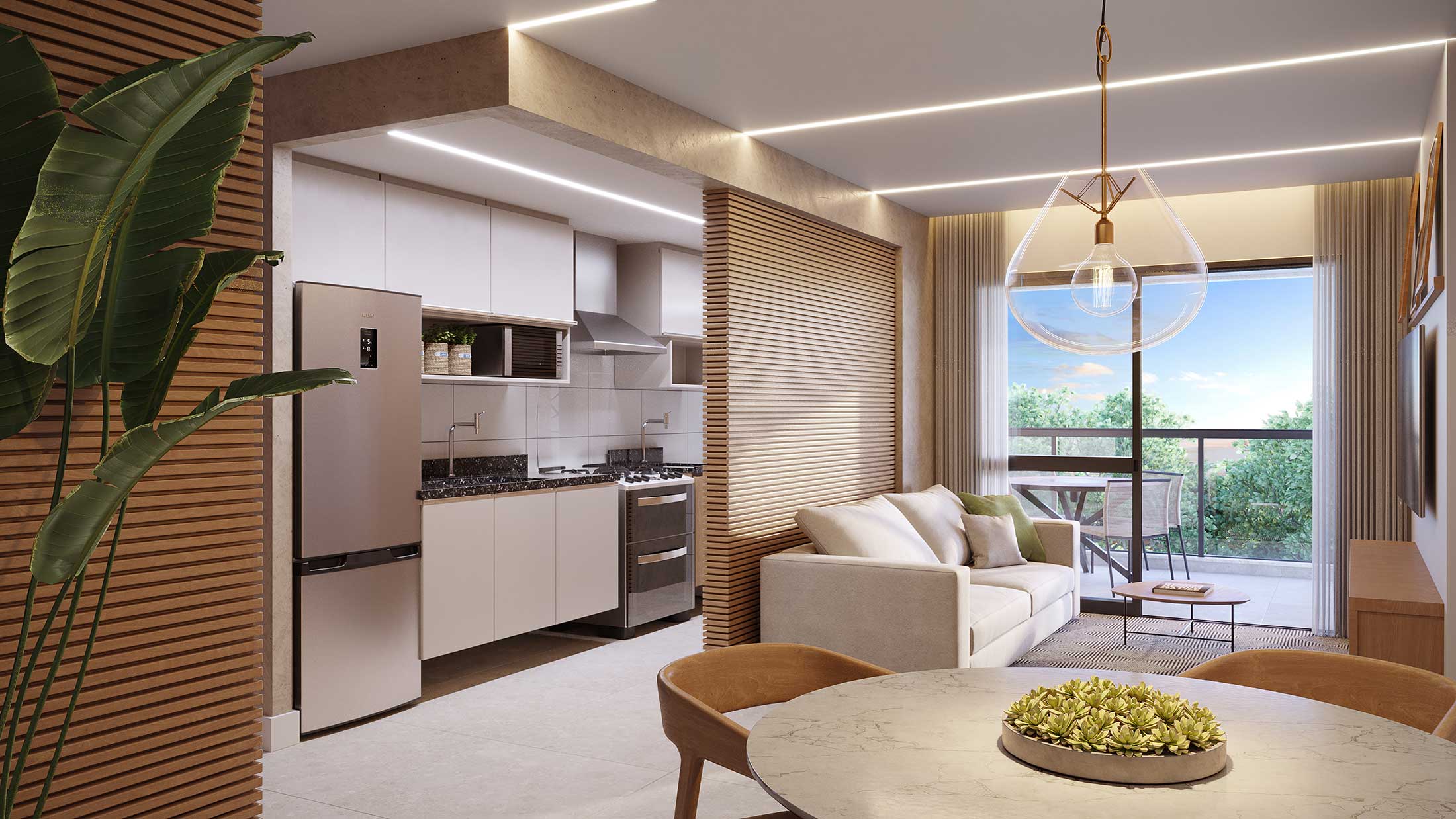 SALA DE ESTAR DO APARTAMENTO TIPO • 3 SUÍTES - TORRE AZALEIA